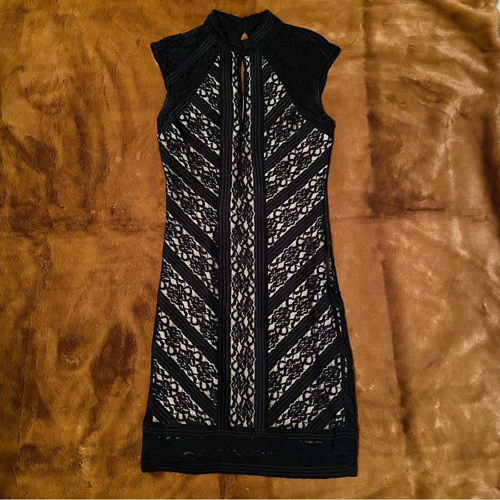 bebe black lace dress